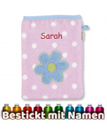 Sterntaler Waschhandschuh Blume Katharina, Rosa, bestickt