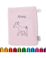 Sterntaler Waschhandschuh Waldis Rosie, personalisierbar, bestickt, Taufgeschenk, Rosa