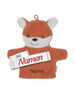 Waschlappen mit Namen bestickt Fuchs Filou in Rost-Orange von Sterntaler