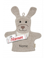 Waschlappen mit Namen bestickt Hund Lucky Hund – Sterntaler Waschhandschuh aus Baumwolle, personalisiertes Geschenk für Baby und Kind