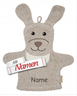 Waschlappen mit Namen bestickt Hund Lucky Hund – Sterntaler Waschhandschuh aus Baumwolle, personalisiertes Geschenk für Baby und Kind