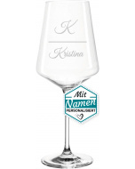 Weinglas mit Namen Puccini Rund mit Gravur Initial + Name