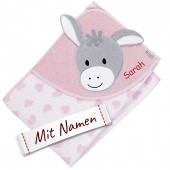 Sterntaler Mädchen Badetuch mit Kapuze Emmi Girl Rosa, Geschenk personalisiert, bestickt