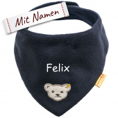 Steiff Navy/Dunkelblaues Fleece Dreieckstuch, besticktes Geschenk zur Taufe