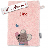 Bestickter Waschlappen Maus Mabel Sterntaler, personalisiertes Kinder Geschenk