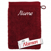 MÖVE Waschhandschuh 20x15cm Ruby Rot (075), bestickt