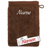 MÖVE Waschhandschuh 20x15cm Java Brown Braun (731), bestickt