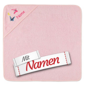 Schmetterling Kapuzenhandtuch personalisiert, Geschenk für Mädchen zum Geburtstag oder Taufe, bestickt