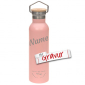 Lässig Kinder Trinkflasche Edelstahl (700 ml - Isoliert), Adventure Rose mit Gravur