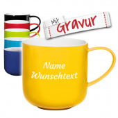 Coppa Henkelbecher, gelb mit Gravur