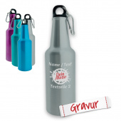 Personalisierte Aluminium Trinkflasche mit Gravur 600ml - Perfekt für Wandern, Sport, Schule