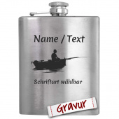 Personalisierter Flachmann mit Angel-Motiv - Geschenk für Raubfisch-Liebhaber mit Gravur