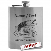 Geschenk für Angler, personalisierter Flachmann mit Gravur