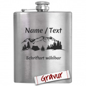 Geschenk für Reiseliebhaber: Gravierter Camping Flachmann, Männer Geschenk mit Gravur