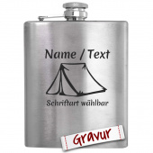 Geschenk für den Ruhestand - Personalisierter Camping Flachmann mit Gravur