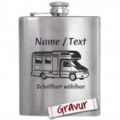 Outdoor Flachmann mit Wohnwagen Gravur, tolles Geschenk für Papa & Opa