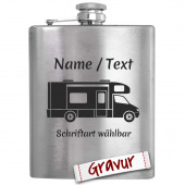Camping Flachmann mit Gravur, Motiv Wohnmobil / Caravan #2