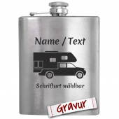 Camping Flachmann mit Gravur, Motiv Pickup Camper