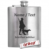 Flachmann mit Gravur Jäger mit Hund - Personalisiertes Geschenk für Männer