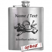 Jagd Geschenk: Jäger Flachmann, personalisiert mit Gravur, Präsent zum Geburtstag / Vatertag