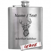 Weihnachtsgeschenk für Jäger: Hirsch Flachmann personalisiert mit Gravur