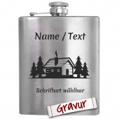 Personalisierter Flachmann mit Gravur, Wandermotiv - Geschenk für Outdoor-Fans