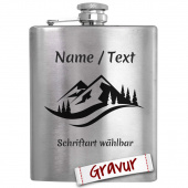 Personalisierter Flachmann mit Gebirgs-Motiv für Outdoor-Liebhaber, Ruhestand Geschenk