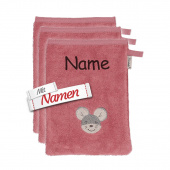 Sterntaler GOTS 3er Waschhandschuh Maus Mabel aus Frottee, bestickt