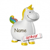 Personalisierte Spardose Einhorn LEONARDO - Kinder Geschenk zur Taufe / Geburtstag mit Gravur