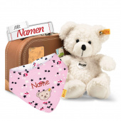 Steiff Lotte Teddybär im Koffer + Mädchen Halstuch Rosa sweet lilac, bestickt