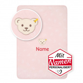 Steiff Personalisierte STEIFF Babydecke mit Namen personalisiert bestickt, Kinderdecke GOTS / Bio, Mädchen Geschenk zur Geburt