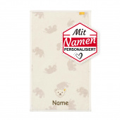 Baby Geschenk: Steiff Handtuch mit Namen bestickt, Cloud Dancer, 30x50 cm, Beige Elefanten