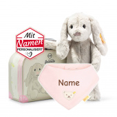 Steiff Hoppie Hase + Halstuch Fleece Silver Pink Rosa bestickt