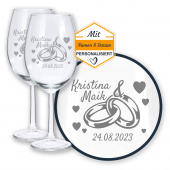 Hochzeit & Jahrestag Geschenk: Gravierte Weingläser (2 St.) mit Ewigkeitsringen mit Gravur