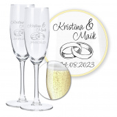Personalisiertes Sektglas-Set für Hochzeit oder Verlobung, Ringtraum Gravur