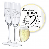 Hochzeit Sektgläser 2er Geschenk-Set, Liebeszauber mit Gravur