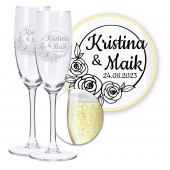 Hochzeit Sektgläser 2er Geschenk-Set, Rosenrausch mit Gravur