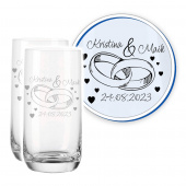 LEONARDO Ringromance Trinkglas Set, personalisiert und graviert, Jahrestag Geschenk mit Gravur