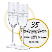 Sektglas mit Gravur zum 35. Hochzeitstag, Ringliebe