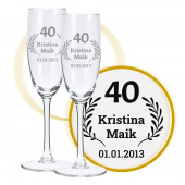 Sektglas mit Gravur zum 40. Hochzeitstag, Liebeslicht