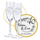 Sektglas mit Gravur zum 40. Hochzeitstag, Blütenträume