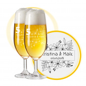 LEONARDO Leonardo Biergl&auml;ser mit Gravur zum 5. Hochzeitstag, Pils Biertulpe, Blumenkuss