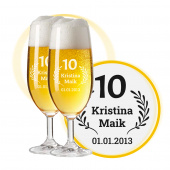 LEONARDO Leonardo Biergläser mit Gravur zum 10. Hochzeitstag / Rosenhochzeit, Pils Biertulpe, Liebeslicht