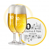 LEONARDO Leonardo Biergläser mit Gravur zum 10. Hochzeitstag / Rosenhochzeit, Pils Biertulpe, Blumenkuss