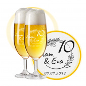 LEONARDO Leonardo Biergläser mit Gravur zum 10. Hochzeitstag / Rosenhochzeit, Pils Biertulpe, Blütenträume