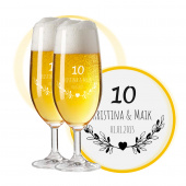 LEONARDO Leonardo Biergläser mit Gravur zum 10. Hochzeitstag / Rosenhochzeit, Pils Biertulpe, Blumenherz