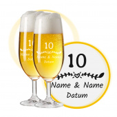 LEONARDO Leonardo Biergläser mit Gravur zum 10. Hochzeitstag / Rosenhochzeit, Pils Biertulpe, Herzverzaubert
