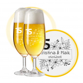 LEONARDO Leonardo Biergläser mit Gravur zum 15. Hochzeitstag / Kristall-Hochzeit, Pils Biertulpe, Blumenkuss