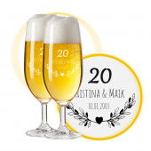 LEONARDO Leonardo Biergläser mit Gravur zum 20. Hochzeitstag / Porzellan-Hochzeit, Pils Biertulpe, Blumenherz