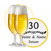 LEONARDO Leonardo Biergläser mit Gravur zum 30. Hochzeitstag / Perlenhochzeit, Pils Biertulpe, Herzverzaubert